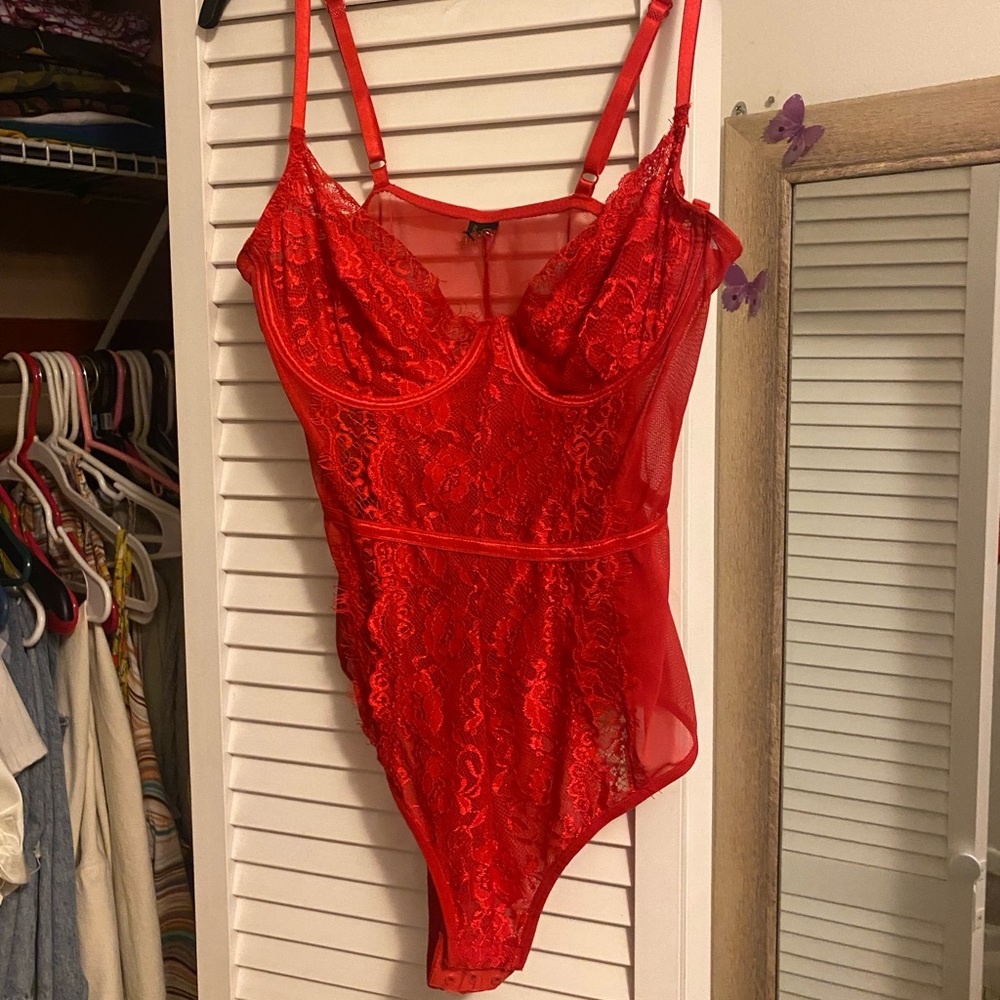 Red Lace Bodysuit/Lingerie top